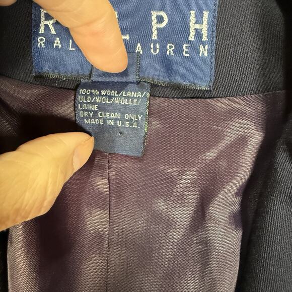 VTG Ralph Lauren Blazer Women's Size 12 Navy Blue Wool Button Made in USA - Picture 4 of 11